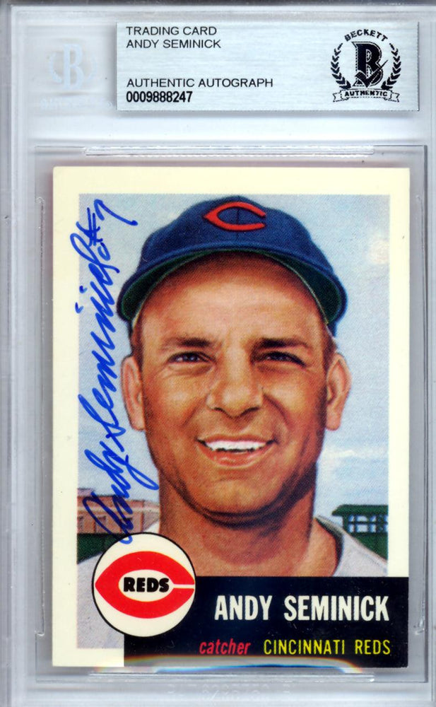 Andy Seminick Autographed 1953 Topps Archives Card #153 Cincinnati Reds Beckett BAS #9888247 - RSA