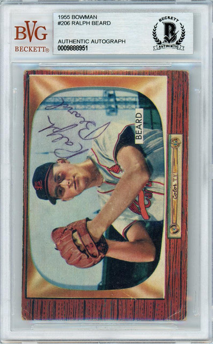 Ralph Beard Autographed 1955 Bowman Card #206 St. Louis Cardinals Beckett BAS #9888951 - RSA
