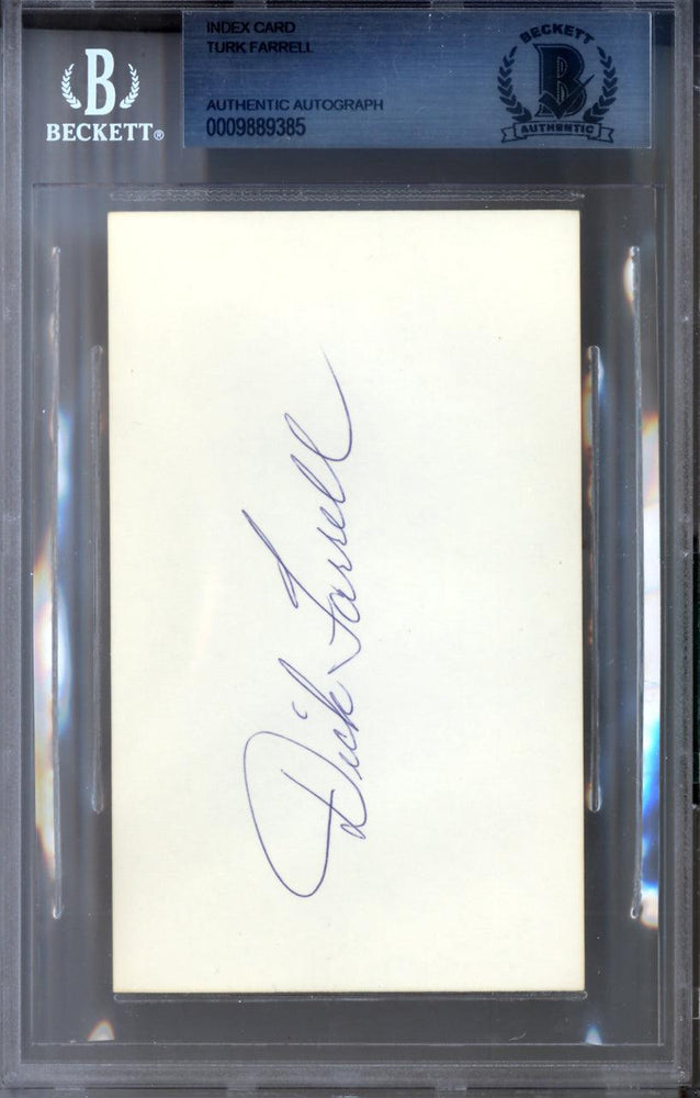 Dick "Turk" Farrell Autographed 3x5 Index Card Philadelphia Phillies Beckett BAS #9889385 - RSA