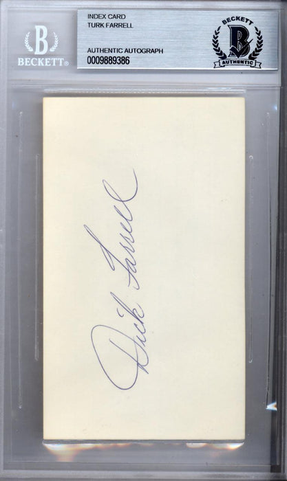 Dick "Turk" Farrell Autographed 3x5 Index Card Philadelphia Phillies Beckett BAS #9889386 - RSA