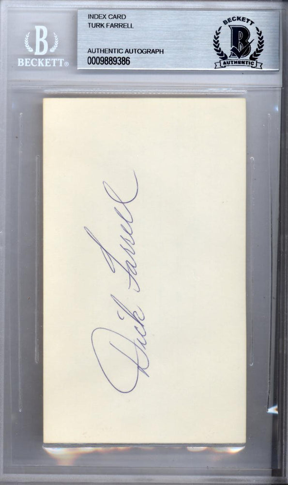 Dick "Turk" Farrell Autographed 3x5 Index Card Philadelphia Phillies Beckett BAS #9889386 - RSA