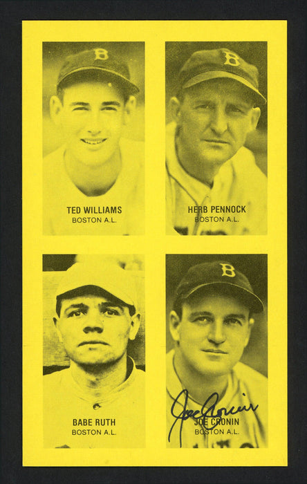 Joe Cronin Autographed 1977 Jim Rowe 4-On-1 Exhibit Card Boston Red Sox SKU #161065 - RSA