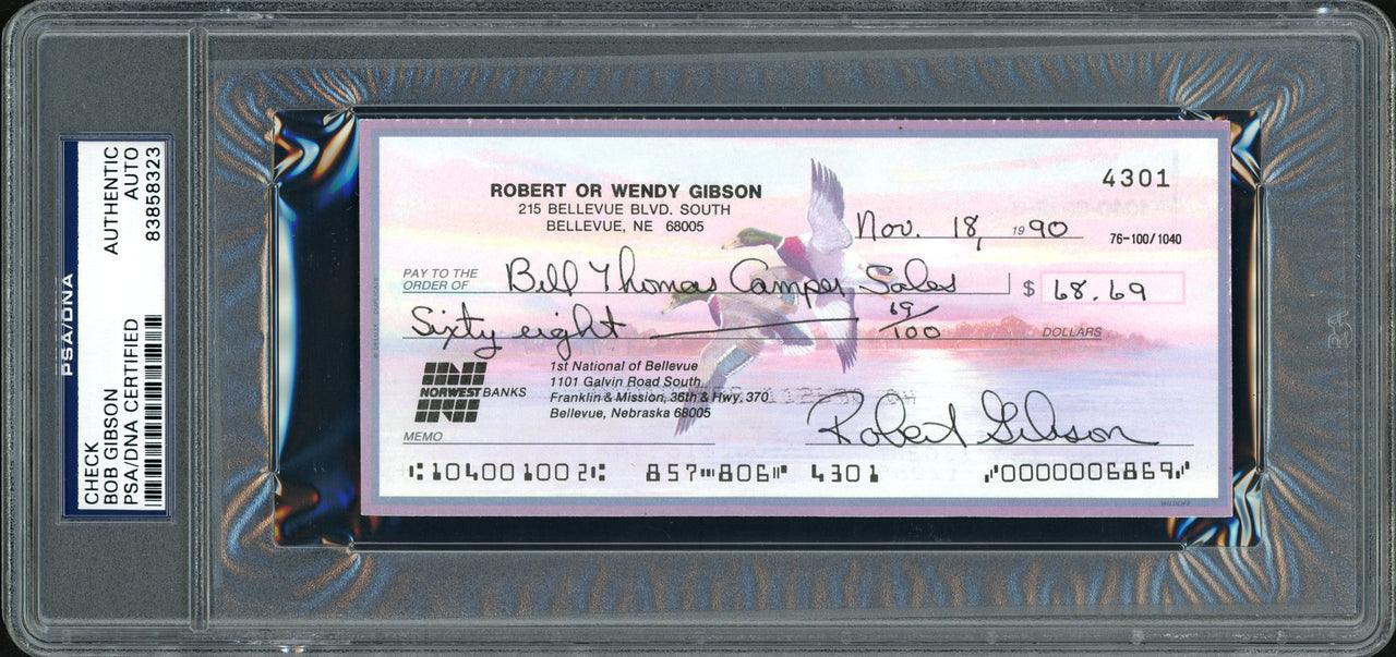 Bob Gibson Autographed Check St. Louis Cardinals PSA/DNA Stock #99217 - RSA
