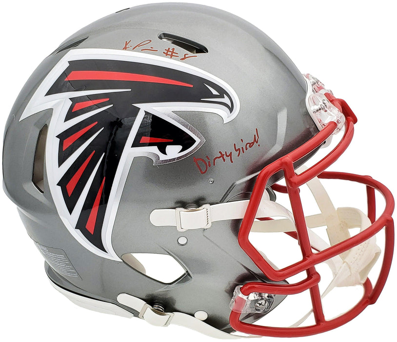 Kyle Pitts Autographed Atlanta Falcons Flash Silver Full Size Authentic Speed Helmet "Dirty Bird" Beckett BAS QR Stock #197066 - RSA