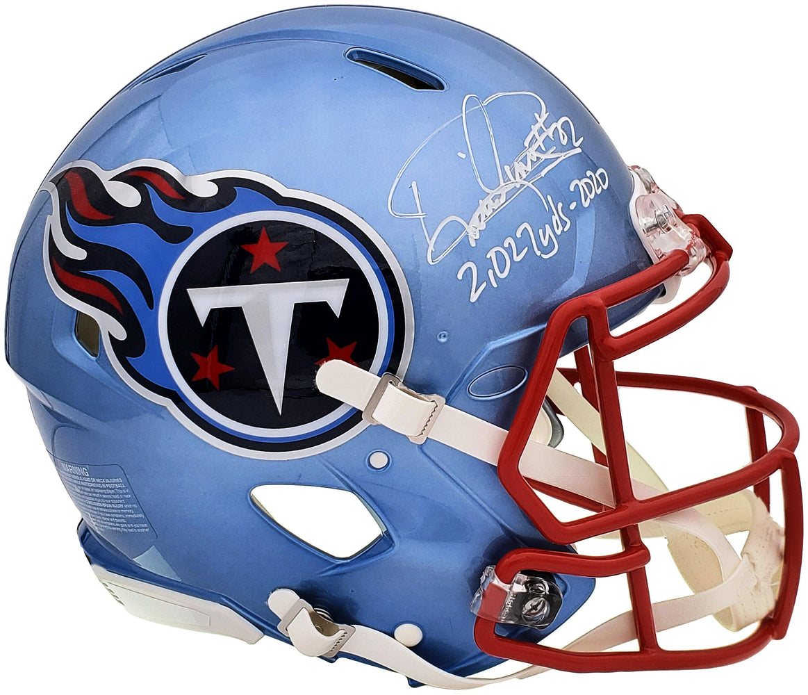 Derrick Henry Autographed Tennessee Titans Flash Blue Full Size Authentic Speed Helmet "2027 Yds-2020" Beckett BAS QR Stock #197131 - RSA