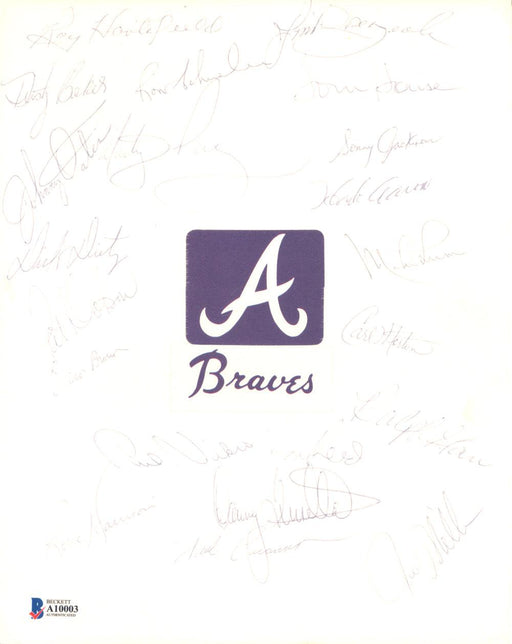 1973 Atlanta Braves Autographed 8x10 Cut Signature With 21 Total Signatures Including Hank Aaron Beckett BAS #A10003 - RSA