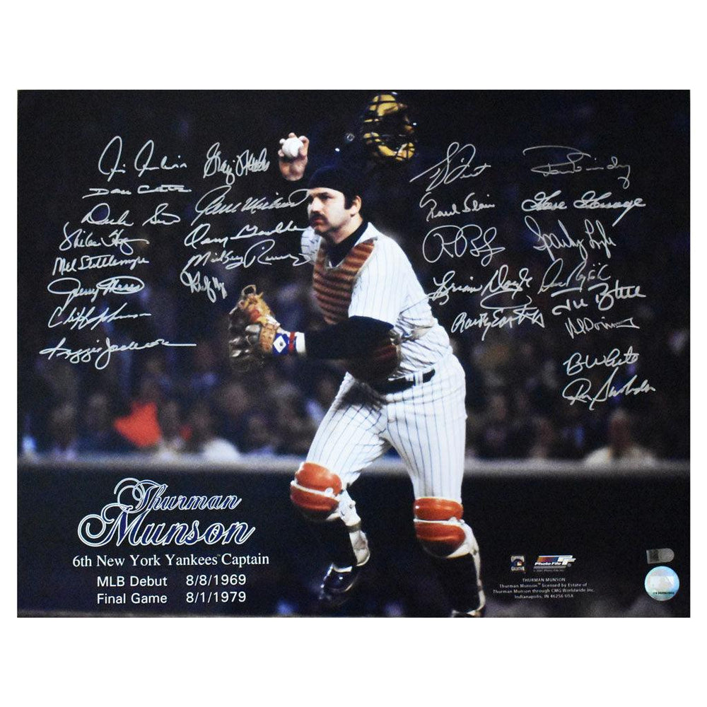 Thuman Munson Yankee Teammates - 25 Signatures Signed 16x20 Reggie Jackson, Gossage, Nettles, Guidry, Chambliss, Dent, (AIV AA13885) - RSA