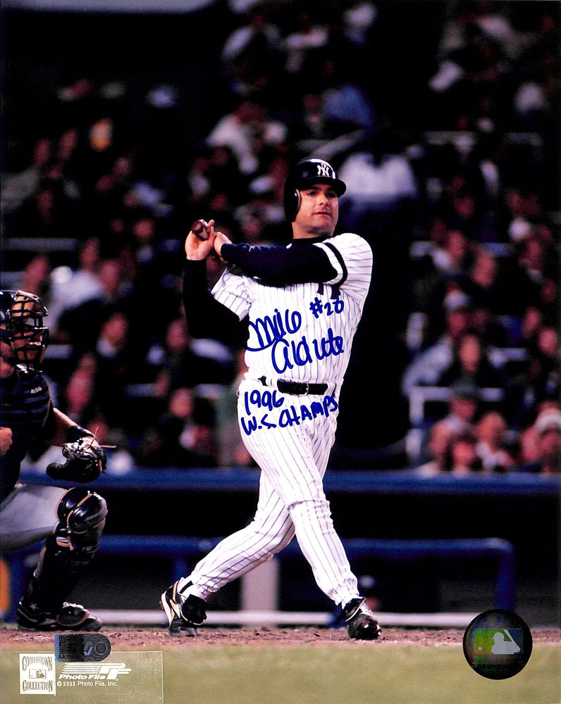 mike aldrete signed and inscribed 96 ws champs 8x10 photo aiv certificate of authenticity