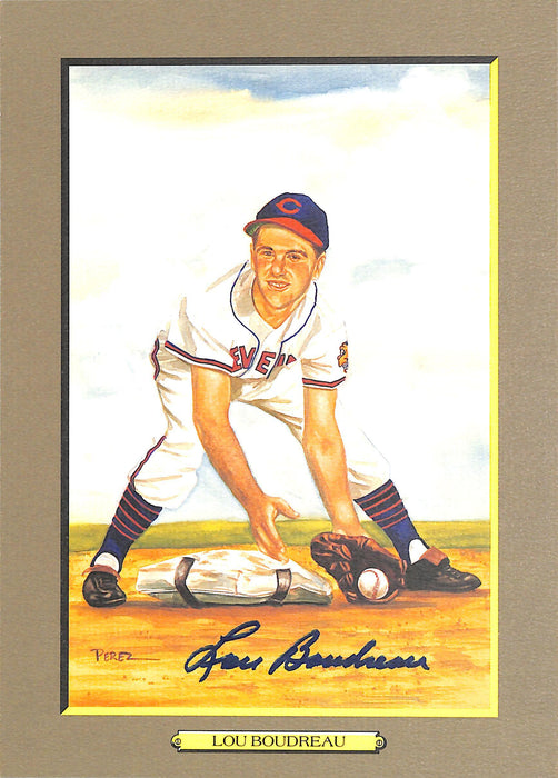lou boudreau signed perez steele great moments card 63 limited ed 46375000 aiv aa16495 certificate of authenticity
