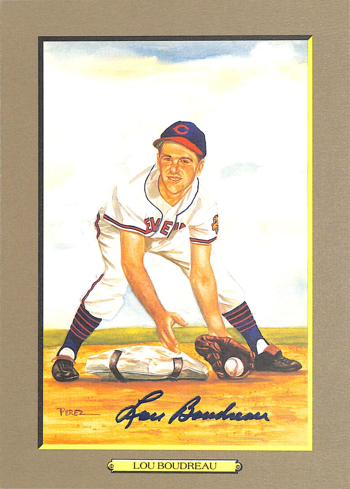 lou boudreau signed perez steele great moments card 63 limited ed 46375000 aiv aa16495 certificate of authenticity