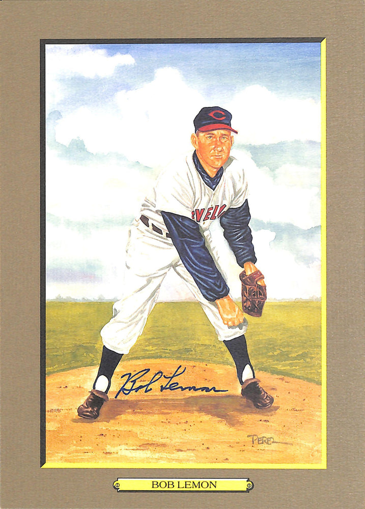 bob lemon signed perez steele great moments card 67 limited ed 46375000 aiv aa16498 certificate of authenticity