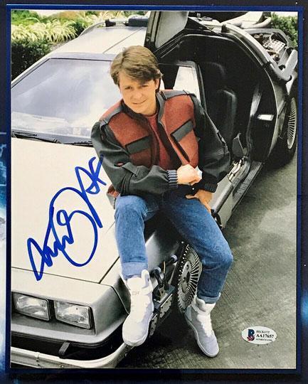 michael j fox signed back to the future 8x10 custom framed photo display beckett aa17657 left side view