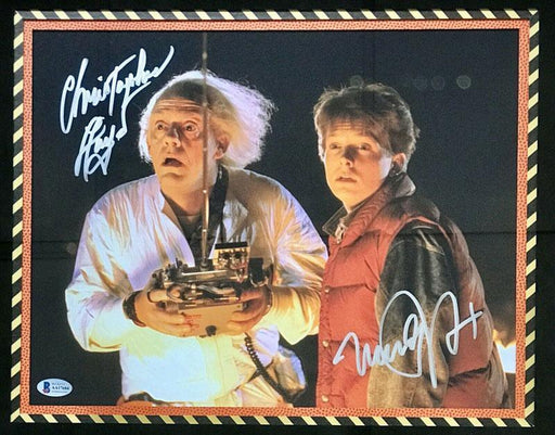 dual signed michael j foxchristopher lloyd signed back to the future 11x14 custom framed photo displ top view