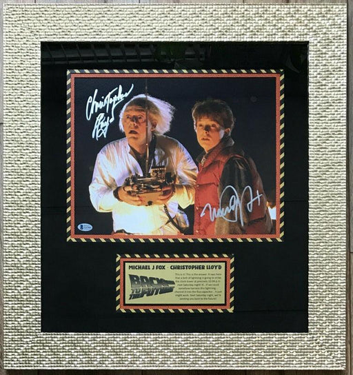 dual signed michael j foxchristopher lloyd signed back to the future 11x14 custom framed photo displ certificate of authenticity
