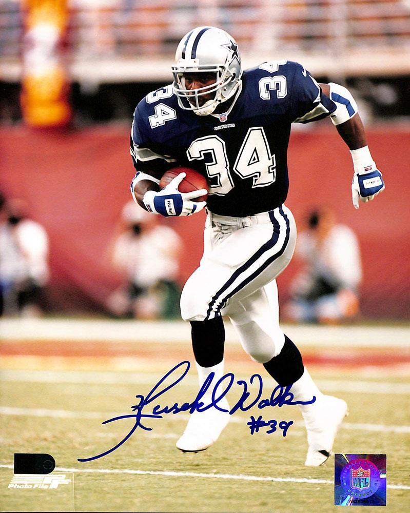 herschel walker signed and inscribed 34 8x10 blue jersey aiv certificate of authenticity