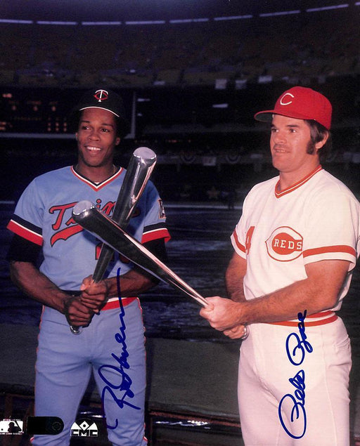 pete rose and rod carew signed 8x10 aiv certificate of authenticity