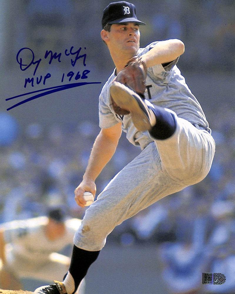 denny mclain signed and inscribed 1968 mvp 8x10 action aiv certificate of authenticity