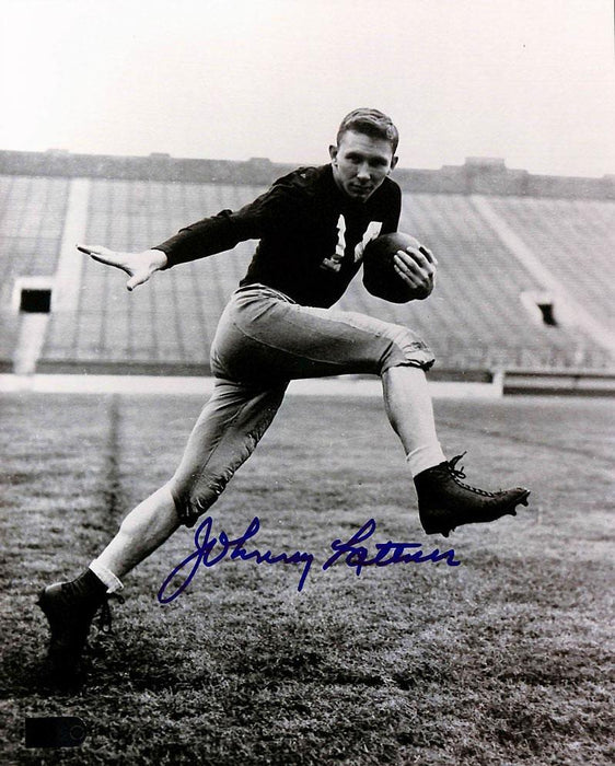 johnny lattner signed 8x10 aiv certificate of authenticity