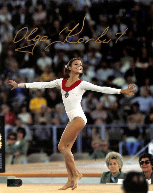olga korbut signed 8x10 floor exercise aiv certificate of authenticity