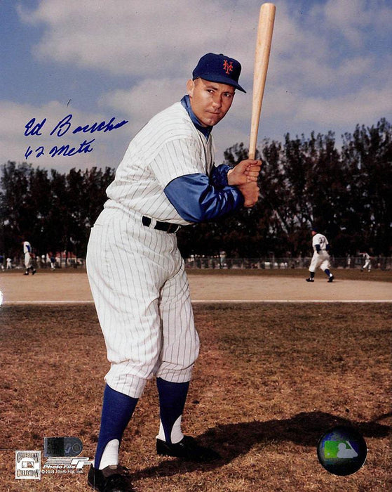 ed bouchee signed and inscribed 1962 mets 8x10 aiv certificate of authenticity