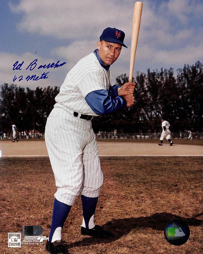 ed bouchee signed and inscribed 1962 mets 8x10 aiv certificate of authenticity