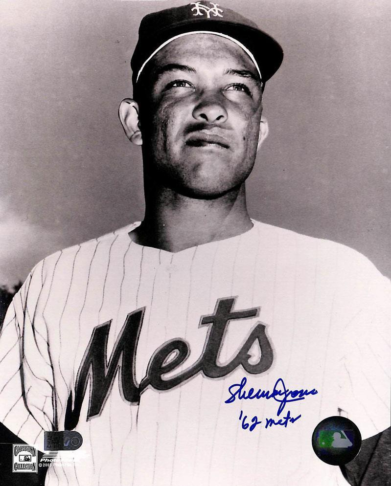 sherman jones signed and inscribed 1962 mets 8x10 aiv certificate of authenticity