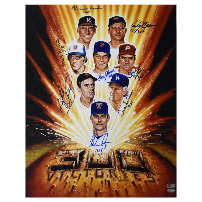 300 Win Club Signed And Inscribed Inscribed with Win Totals 16x20 Seaver/Ryan/Spahn/Wynn/Niekro/Sutton/Carlton/Perry (AIV AA18631) - RSA