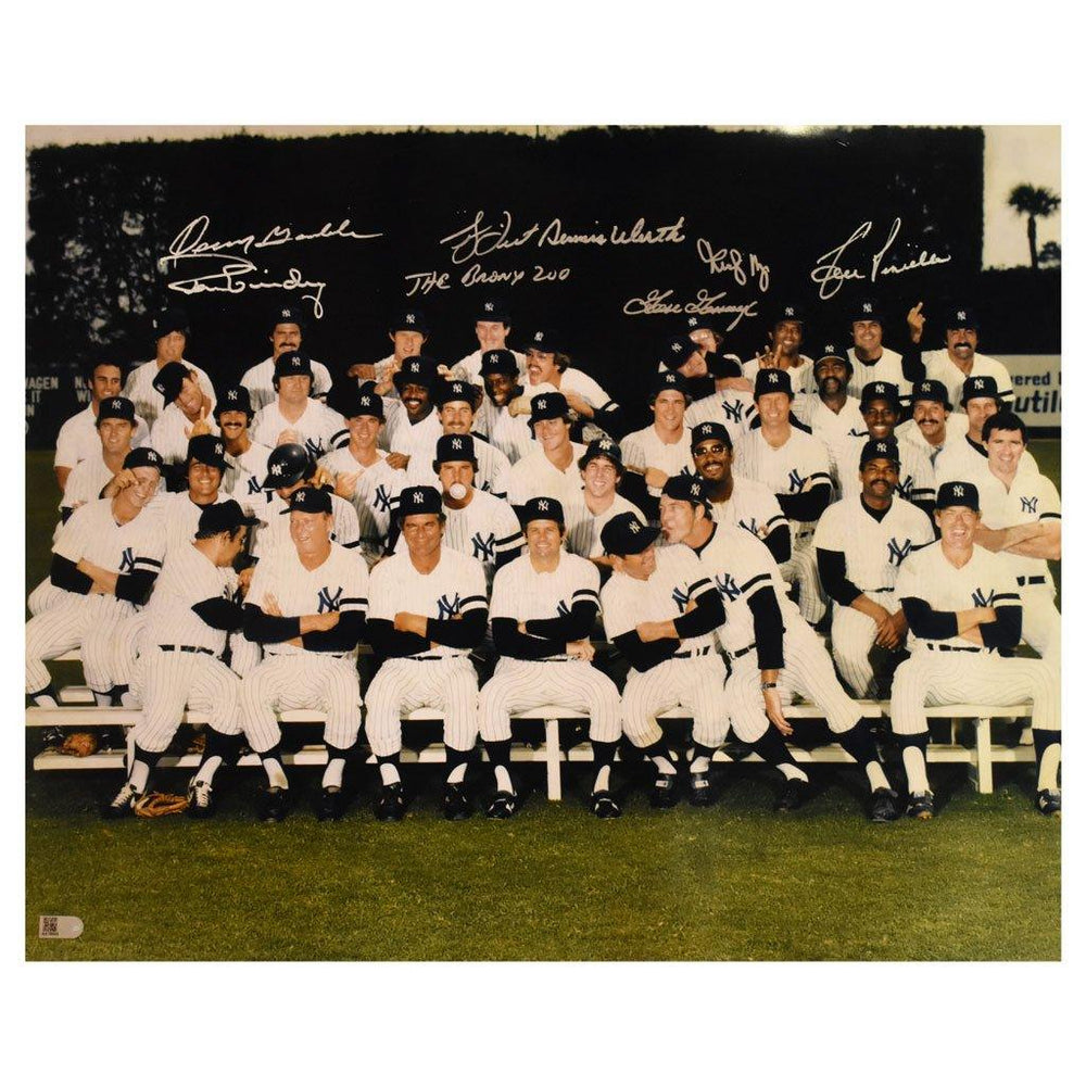1980 new york yankee team photo signed and inscribed the bronx zoo 16x20 gossageguidrypiniellagamble certificate of authenticity