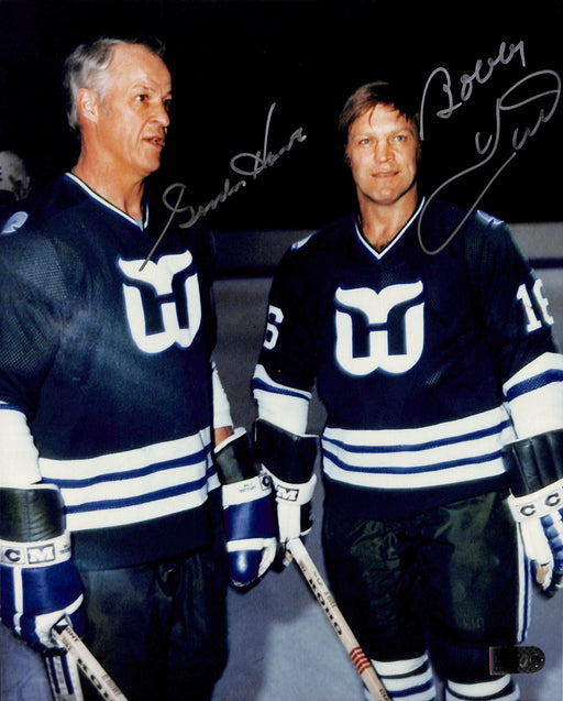 gordie howe & bobby hull signed 8x10 photo aiv certificate of authenticity