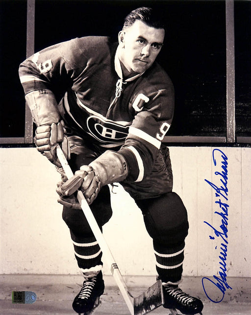 maurice rocket richard signed 8x10 photo inscribed rocket aiv certificate of authenticity