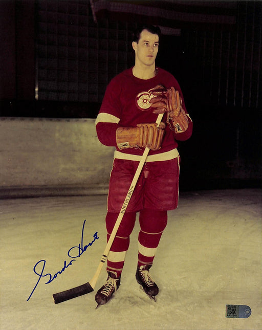 gordie howe signed 8x10 photo standing aiv certificate of authenticity