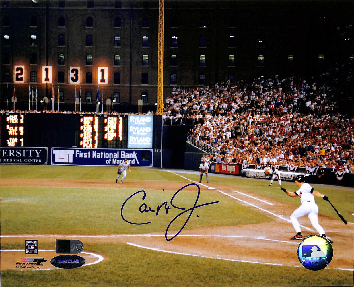 cal ripken jr signed 8x10 photo 2132 lit up aiv certificate of authenticity