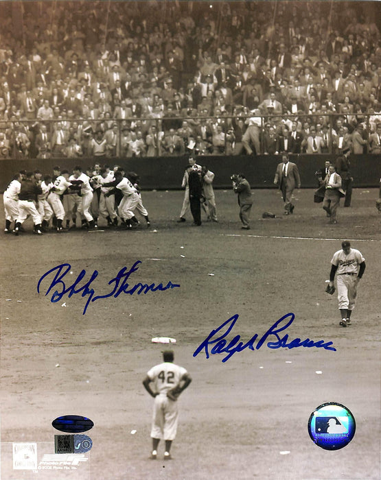 bobby thomson & ralph branca signed 8x10 photo vertical aiv certificate of authenticity