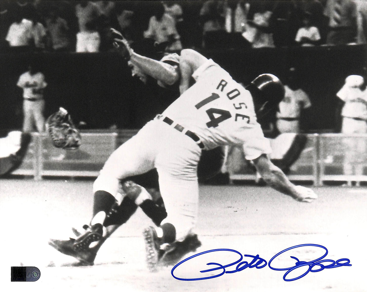 pete rose signed 8x10 photo all star game collision aiv aa 14648 certificate of authenticity