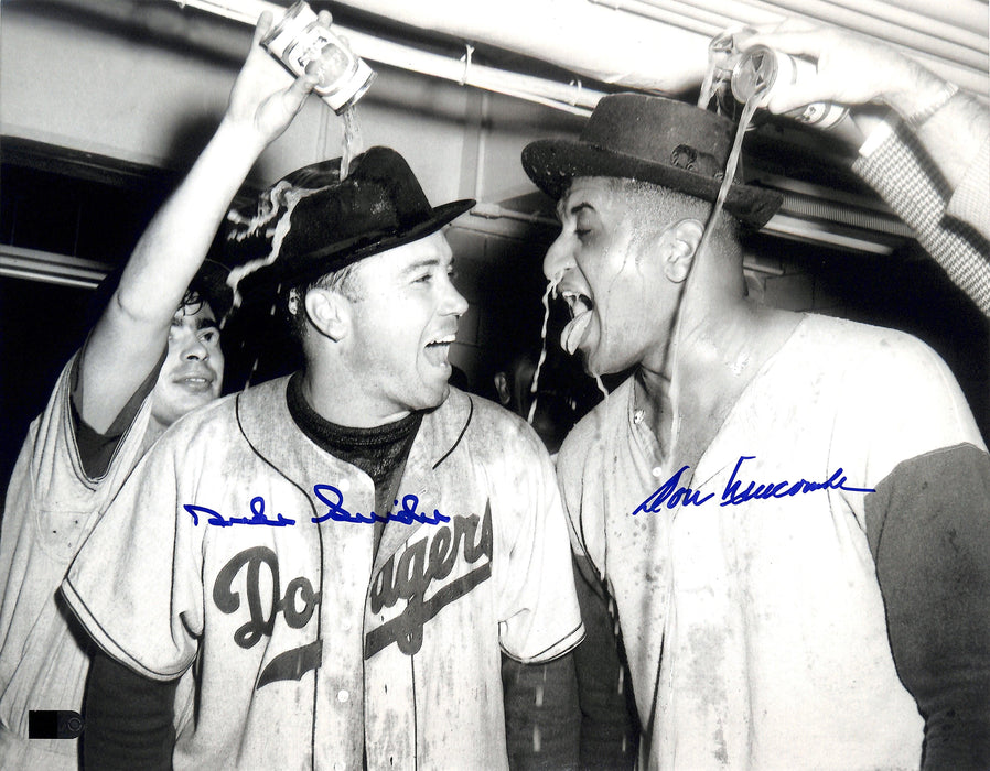 duke snider & don newcombe signed 11x14 photo aiv aa 14843 certificate of authenticity