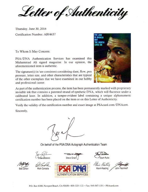 Muhammad Ali Autographed Sports Illustrated Magazine Cover PSA/DNA #AB04637 - RSA