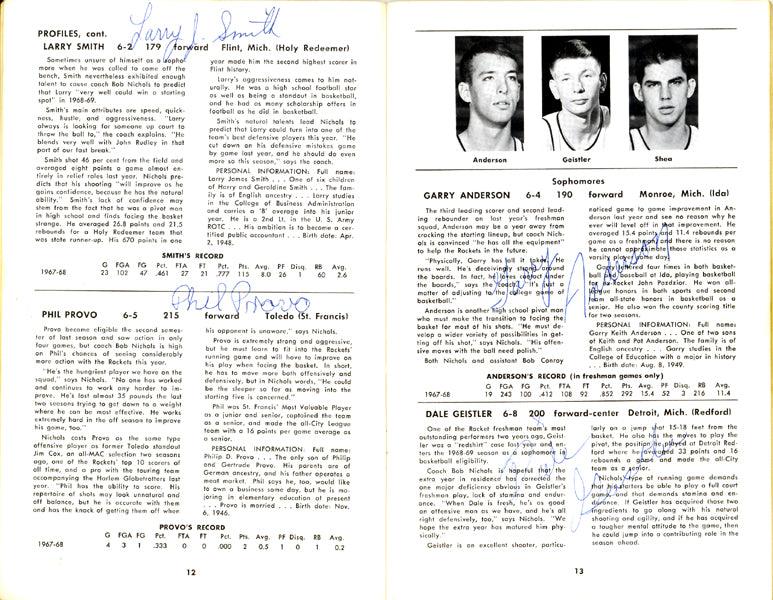 1968-1969 University of Toledo Autographed Press Guide With 15 Total Signatures Including John Brisker & Steve Mix PSA/DNA #AB06816 - RSA