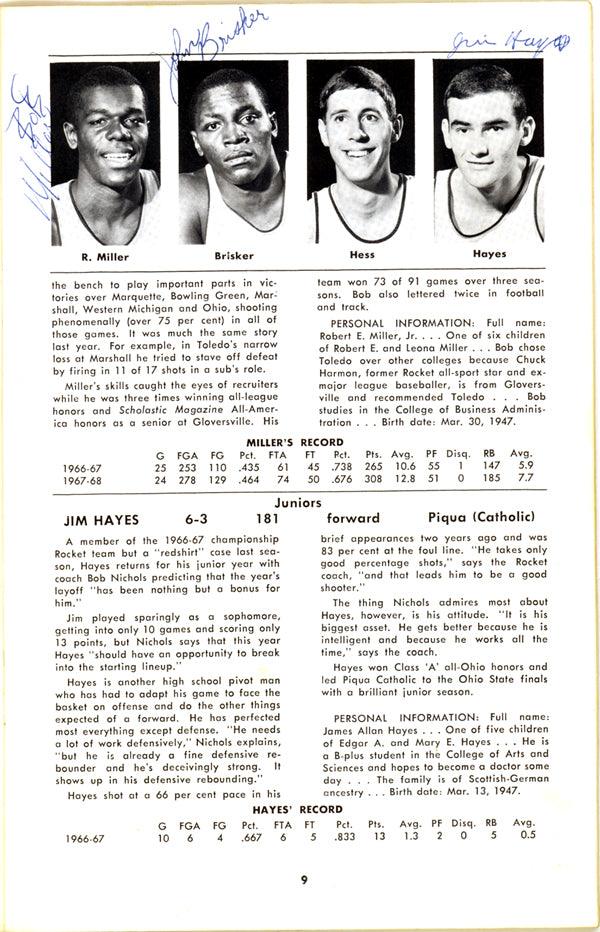 1968-1969 University of Toledo Autographed Press Guide With 15 Total Signatures Including John Brisker & Steve Mix PSA/DNA #AB06816 - RSA