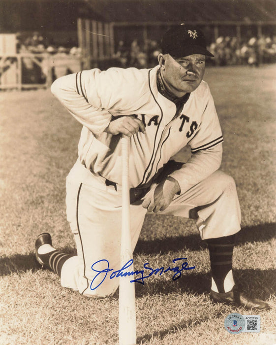 johnny mize signed 8x10 photo new york giants bas ac02199 certificate of authenticity