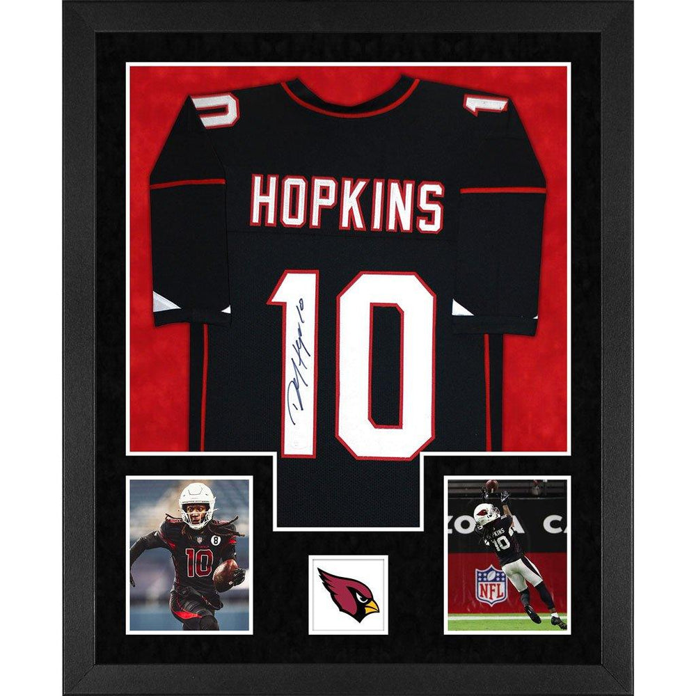 hopkins autographed arizona cardinals black double suede framed football jersey