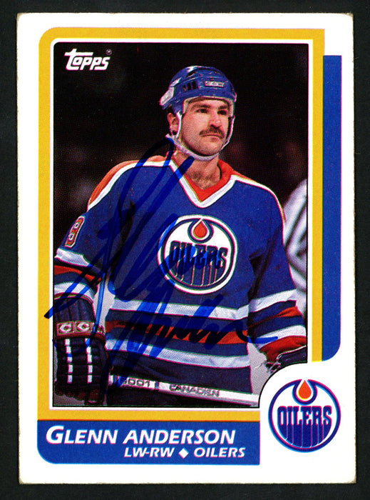 Glenn Anderson Autographed 1986-87 Topps Card #80 Edmonton Oilers SKU #151946 - RSA