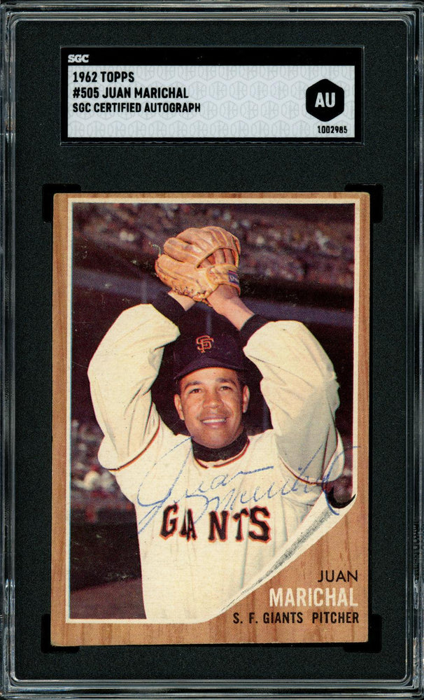 Juan Marichal Autographed 1962 Topps Card #505 San Francisco Giants "Puerto Rico" Vintage Signed Twice SGC #AU1002985 - RSA