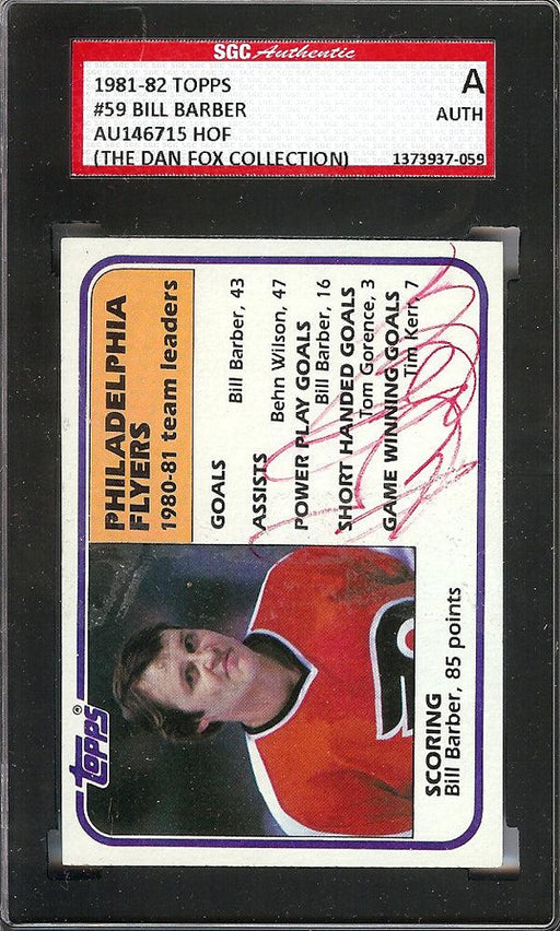 Bill Barber Autographed 1981-82 Topps Card #59 Philadelphia Flyers SGC #AU146715 - RSA