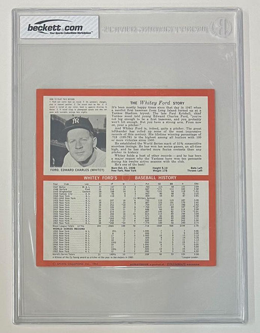 1964 auravision records 6 whitey ford new york yankees 33 13 rpm 7 inch flexi baseball card bgs 8 nm top view