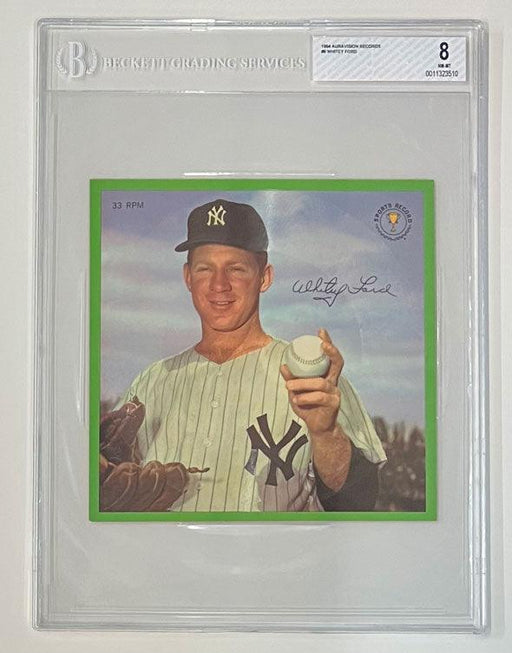 1964 auravision records 6 whitey ford new york yankees 33 13 rpm 7 inch flexi baseball card bgs 8 nm front