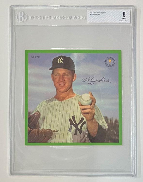 1964 auravision records 6 whitey ford new york yankees 33 13 rpm 7 inch flexi baseball card bgs 8 nm front