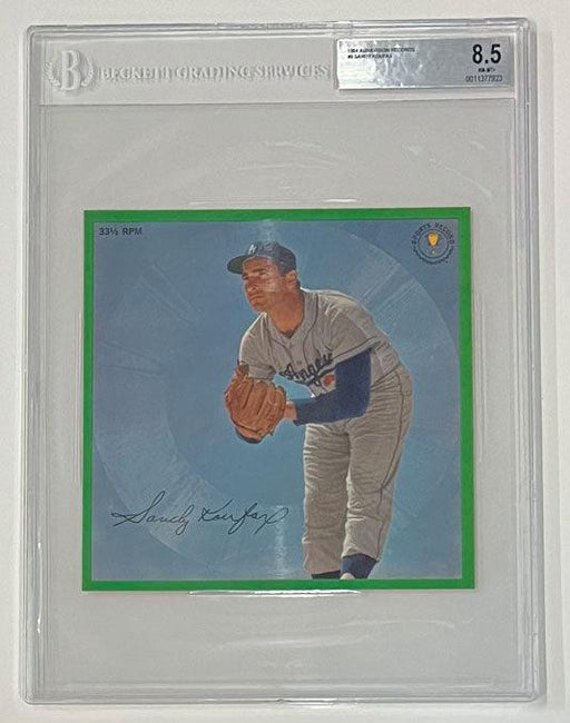 1964 auravision records 9 sandy koufax los angeles dodgers 33 13 rpm 7 inch flexi baseball card bgs  front