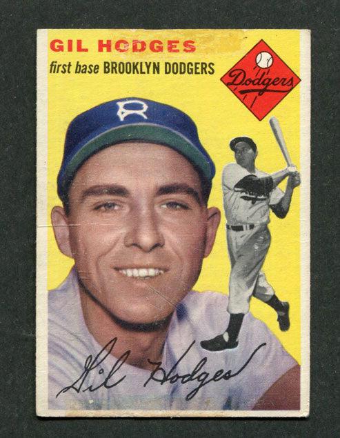1954 topps 102 gil hodges brooklyn dodgers baseball card vg front
