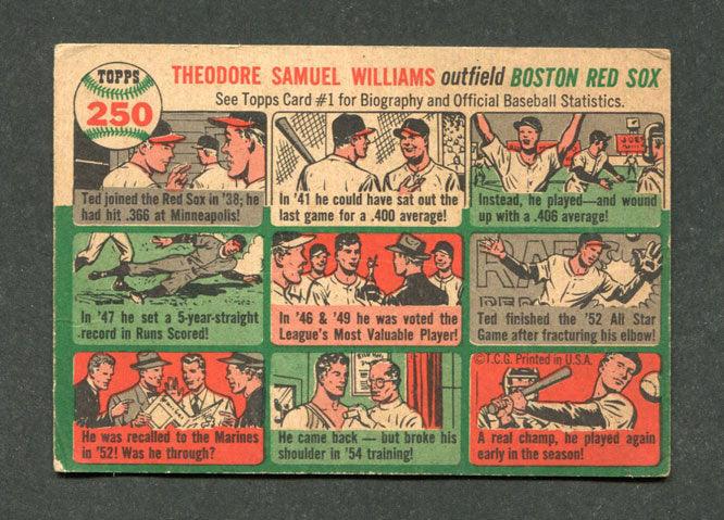 1954 topps 250 ted williams boston red sox baseball card vg ex top view
