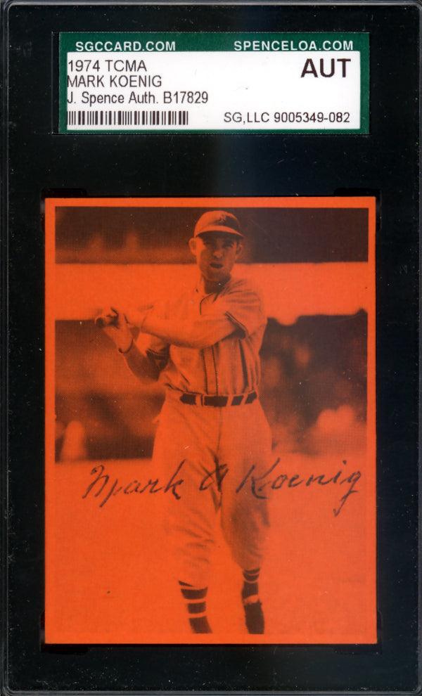 Mark Koenig Autographed 1974 TCMA Card JSA #B17829 - RSA